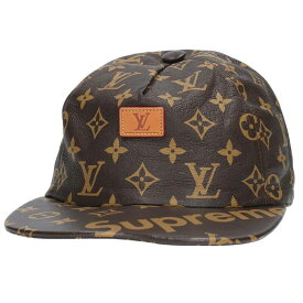 シュプリーム ルイヴィトン SUPREME LOUISVUITTON　 17AW LV 5-Panel Hat モノグラムレザー5パネル帽子(ブラウン)【822042】【SS13】【小物】【中古】bb310#rinkan*B