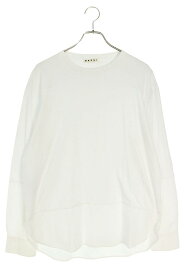 マルニ MARNI　サイズ:48 20AW HUMU0097Q0 シャツ切替クルーネック長袖カットソー(ホワイト)【823042】【BS99】【メンズ】【中古】bb154#rinkan*B