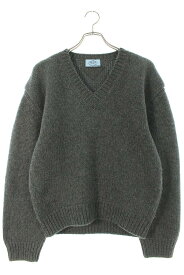 プラダ PRADA　サイズ:36 P24T1M S222 ウールカシミアVネックニット(グレー)【113042】【BS99】【レディース】【中古】bb51#rinkan*B