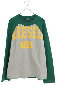 ディーゼル DIESEL　サイズ:L S-RAGLEN FELPA A03641 ドッキングラグランスウェット(グリーン×グレー)【113042】【BS99】【メンズ】【中古】bb411#rinkan*B