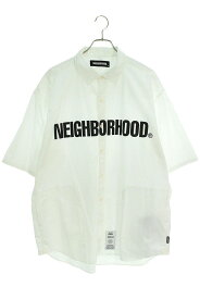 ネイバーフッド NEIGHBORHOOD　サイズ:L 221SPNH-SHM04 ロゴプリント半袖シャツ(ホワイト)【513042】【BS99】【メンズ】【中古】bb33#rinkan*B