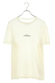 メゾンマルジェラ Maison Margiela　サイズ:48 22SS S30GC0701 ディストーテッドロゴ刺繍Tシャツ(ホワイト)【523042】【SB01】【メンズ】【中古】bb380#rinkan*B