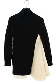 サカイ Sacai　サイズ:1 23AW 23-06923 Wool Knit x Satin Bonding Dress ニット切替サテンボンディングワンピース(ブラック×ホワイト)【323042】【BS99】【レディース】【中古】bb187#rinkan*B