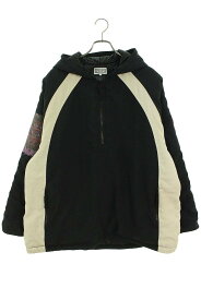 シーイー C.E　サイズ:XL CONSERVATION HALF ZIP JACKET CES22JK03 中綿入りハーフジップフーデッドブルゾン(ブラック×ホワイト)【223042】【FK04】【メンズ】【中古】bb131#rinkan*B