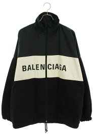 バレンシアガ BALENCIAGA　サイズ:34 529213 TBQ03 ロゴプリントデニム切り替えポプリンシャツブルゾン(ブラック×ホワイト)【123042】【OM10】【メンズ】【中古】bb409#rinkan*B