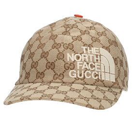 グッチ GUCCI　×ノースフェイス THE NORTH FACE サイズ:L 672155 4HAJR GGキャンバスベースボールキャップ(ベージュ)【823042】【BS99】【小物】【中古】bb412#rinkan*B