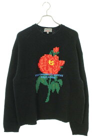 シュプリーム SUPREME　サイズ:L Yohji Yamamoto Sweater フラワー刺繍ニット(ブラック)【523042】【BS55】【メンズ】【中古】bb302#rinkan*B