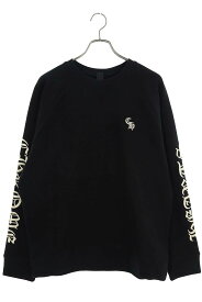 クロムハーツ Chrome Hearts　サイズ:L SLO RIDE CHロゴ刺繍クルーネックスウェット(ブラック×シルバー)【523042】【OS06】【メンズ】【中古】bb326#rinkan*S