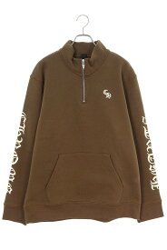 クロムハーツ Chrome Hearts　サイズ:XL Y NOT SLO RIDE 1 2 ZIP スローライド刺繍ダガーハーフジップブルゾン(ブラウン×シルバー)【623042】【SJ02】【メンズ】【中古】bb212#rinkan*S