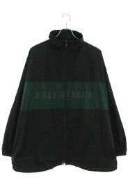 バレンシアガ BALENCIAGA　サイズ:XS 22AW 725302 TNM14 ロゴプリントポプリンシャツブルゾン(ブラック×グリーン)【723042】【SB01】【メンズ】【中古】bb380#rinkan*B