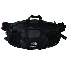 シュプリーム SUPREME　×ノースフェイス THE NORTH FACE 18AW Leather Mountain Waist Bag ボックスロゴレザーウエストバッグ(ブラック)【923042】【OM10】【小物】【中古】bb409#rinkan*B