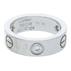 カルティエ Cartier　サイズ:8号 LOVE RING ラブリング K18WGハーフダイヤリング(ホワイトゴールド×クリア 8.15g)【104042】【SS13】【小物】【中古】bb17#rinkan*B