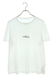 メゾンマルジェラ Maison Margiela　サイズ:48 20SS S30GC0701 ディストーテッドロゴ刺繍Tシャツ(ホワイト)【114042】【SB01】【メンズ】【中古】bb355#rinkan*A