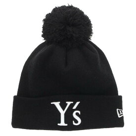 ワイズ Y's　 YE-H14-995 ニューエラ Ys ロゴ 刺繍 アクリル ボンボン ニット帽子(ブラック)【424042】【BS99】【小物】【中古】bb412#rinkan*B