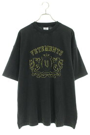 ヴェトモン VETEMENTS　サイズ:M 24SS UE64TR410BY BLACKYELLOW ロイヤルロゴTシャツ(ブラック×イエロー)【314042】【SB01】【メンズ】【新古品】bb20#rinkan*N