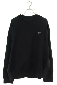 プラダ PRADA　サイズ:L 24SS UJL30A ロゴプレート ナイロン切替スウェット(ブラック)【314042】【SB01】【メンズ】【新古品】bb20#rinkan*N