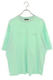 バレンシアガ BALENCIAGA　サイズ:XL 612966 TLVB9 ロゴ刺繍オーバーサイズTシャツ(ライトグリーン)【114042】【OM10】【メンズ】【中古】bb205#rinkan*B