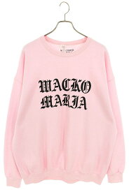 ワコマリア WACKO MARIA　サイズ:XL ロゴ刺繍クルーネックスウェット(ピンク)【105042】【BS99】【メンズ】【中古】bb297#rinkan*B