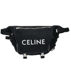 セリーヌバイエディスリマン CELINE by Hedi Slimane　 ロゴプリントナイロントレッキングショルダーバッグ(ブラック)【414042】【OM10】【小物】【中古】【準新入荷】bb205#rinkan*A