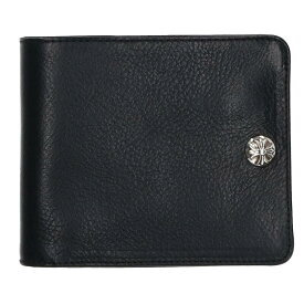 クロムハーツ Chrome Hearts　 1SNAP 1スナップ クロスボタンレザーウォレット財布(ブラック×シルバー)【414042】【SJ02】【小物】【中古】bb17#rinkan*S