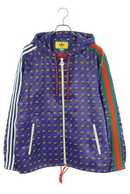 グッチ GUCCI　×アディダス adidas サイズ:44 22SS 691428 ZAJCZ トレフォイユプリントナイロントラックブルゾン(パープル×イエロー×レッド)【614042】【OM10】【メンズ】【中古】bb376#rinkan*A