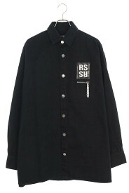 ラフシモンズ RAF SIMONS　サイズ:S 20AW 202-247 ジップポケットロゴデニム長袖シャツ(ブラック)【614042】【SB01】【メンズ】【中古】【準新入荷】bb154#rinkan*A