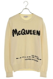 アレキサンダーマックイーン Alexander McQUEEN　サイズ:M 626454 Q1WZL グラフィティロゴジャガードニット(オフホワイト)【024042】【BS99】【メンズ】【中古】【準新入荷】bb51#rinkan*B