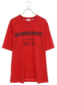 バーバリー Burberry　サイズ:L 8017227 ロゴプリントTシャツ(レッド)【624042】【OM10】【メンズ】【中古】bb205#rinkan*B