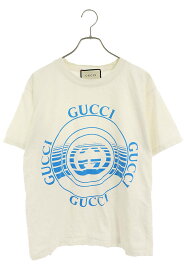 グッチ GUCCI　サイズ:M 20AW 616036 XJCSQ ディスクプリントTシャツ(ホワイト)【624042】【OM10】【メンズ】【中古】bb51#rinkan*B