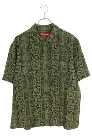 シュプリーム SUPREME　サイズ:M 24SS Snake S S Shirt スネーク柄半袖シャツ(グリーン×ブラック)【914042】【OM10】【メンズ】【中古】bb248#rinkan*S