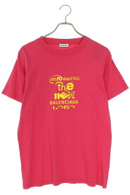 バレンシアガ BALENCIAGA　サイズ:XS 518239 TAV15 ロゴプリントTシャツ(ピンク)【105042】【BS99】【レディース】【中古】bb212#rinkan*B