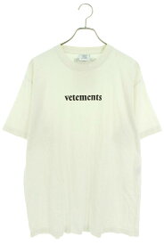 ヴェトモン VETEMENTS　サイズ:M SS20TR304 バーコードパッチロゴプリントTシャツ(ホワイト)【024042】【OM10】【メンズ】【中古】bb51#rinkan*B