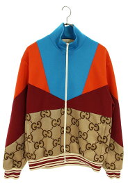 グッチ GUCCI　サイズ:S 22AW 693022 XJD9V ジャンボGGネオプレンジップジャケットブルゾン(ブルー×マルチ)【424042】【SB01】【メンズ】【中古】bb380#rinkan*A