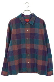 シュプリーム SUPREME　サイズ:M Plaid Flannel Shirt フランネルチェック長袖シャツ(パープル×ブルー調)【105042】【BS99】【メンズ】【中古】bb205#rinkan*B