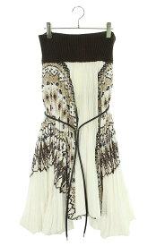 サカイ Sacai　サイズ:1 19-04737 刺繍デザインボリュームスカート(ホワイト×ブラウン)【105042】【BS99】【レディース】【中古】bb187#rinkan*B