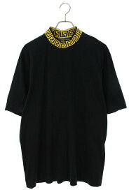 フェンディ FENDI　×ヴェルサーチェ Versace サイズ:L 12CPF-22-102 モックネックロゴTシャツ(ブラック×イエロー)【315042】【SB01】【メンズ】【中古】【準新入荷】bb380#rinkan*C