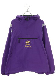 シュプリーム SUPREME　×ティンバーランド Timberland サイズ:L 21SS Reflective Taping Anorak ロゴ刺繍ハーフジップアノラックブルゾン(パープル)【905042】【BS99】【メンズ】【中古】bb411#rinkan*B