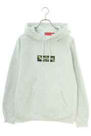 シュプリーム SUPREME　サイズ:L 23AW Box Logo Hooded Sweatshirt ボックスロゴフーデッドスウェットシャツパーカー(グレー×グリーン)【805042】【OM10】【メンズ】【中古】bb359#rinkan*B
