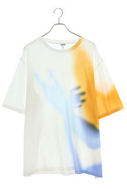 ロエベ LOEWE　サイズ:XL H526Y22X23 グラデーションオーバーサイズTシャツ(ホワイト×オレンジ×ブルー)【115042】【NO05】【メンズ】【中古】bb297#rinkan*B