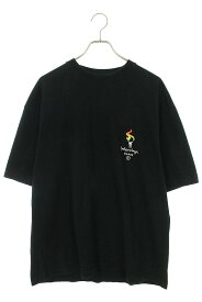 バレンシアガ BALENCIAGA　サイズ:M 612966 TIV44 ロゴ刺繍Tシャツ(ブラック)【315042】【OM10】【メンズ】【中古】bb205#rinkan*B