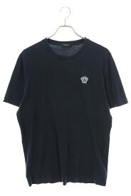 ヴェルサーチェ Versace　サイズ:XXL A89500S メデューサ刺繍Tシャツ(ネイビー)【106042】【BS99】【メンズ】【中古】bb384#rinkan*A