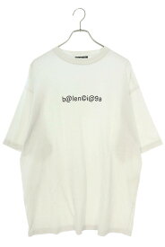 バレンシアガ BALENCIAGA　サイズ:M 620969 TIV50 ロゴプリントオーバーサイズTシャツ(ホワイト)【815042】【SB01】【メンズ】【中古】【準新入荷】bb78#rinkan*B