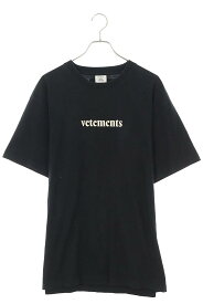 ヴェトモン VETEMENTS　サイズ:M 20SS SS20TR305 バーコードパッチロゴプリントTシャツ(ブラック)【125042】【BS99】【メンズ】【中古】bb356#rinkan*C