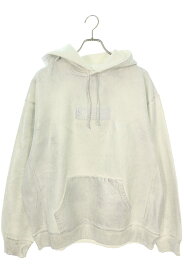 シュプリーム SUPREME　×エムエムシックス MM6 サイズ:L 24SS Foil Box Logo Hooded Sweatshirt ペイントプリントボックスロゴプルオーバーパーカー(シルバー)【915042】【OM10】【メンズ】【中古】bb51#rinkan*S
