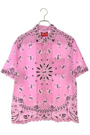 シュプリーム SUPREME　サイズ:M 21SS Bandana Silk S S Shirt バンダナシルク半袖シャツ(ピンク)【025042】【OM10】【メンズ】【中古】【準新入荷】bb51#rinkan*B