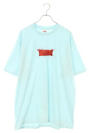 シュプリーム SUPREME　サイズ:XL 22SS Ralph Steadman Box Logo Tee ラルフステッドマンボックスロゴTシャツ(ライトブルー×レッド)【125042】【NO05】【メンズ】【中古】bb169#rinkan*A
