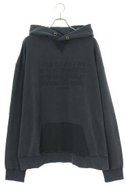 メゾンマルジェラ Maison Margiela　サイズ:L 24SS S50GU0216 カレンダーロゴ刺繍プルオーバーパーカー(ブラック)【125042】【SB01】【メンズ】【レディース】【中古】bb216#rinkan*S