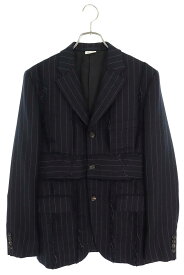 コムデギャルソンオムドゥ COMME des GARCONS HOMME DEUX　サイズ:M DF-J029 AD2020再構築ストライプ3Bテーラードジャケット(ネイビー)【925042】【BS99】【メンズ】【中古】bb223#rinkan*B