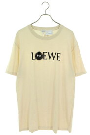 ロエベ LOEWE　サイズ:L 21SS H848341X01 キャラクター刺繍ロゴプリントTシャツ(ベージュ)【325042】【SB01】【メンズ】【中古】bb328#rinkan*B