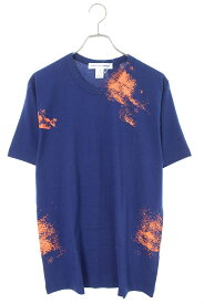 コムデギャルソンシャツ COMME des GARCONS SHIRT　サイズ:XL FM-T018 フロントプリントTシャツ(ブルー)【106042】【BS99】【メンズ】【中古】bb356#rinkan*S